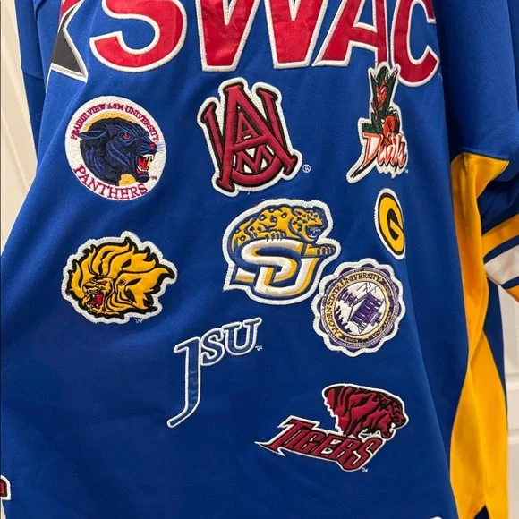 Men's V-Neck Sweater with Blue and Yellow Accents - Picture 8 of 12